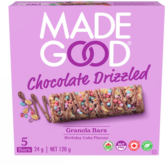 MadeGood Birthday Cake Chocolate Drizzled Bars