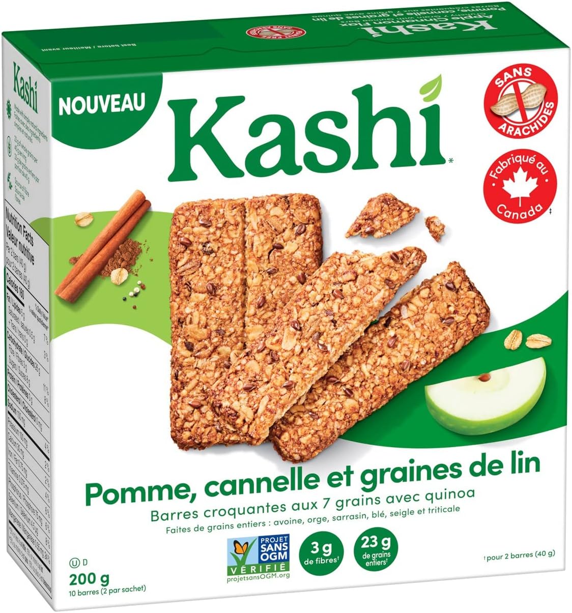 Kashi Apple Cinnamon Flax Crunchy 7 Grain with Quinoa Bars