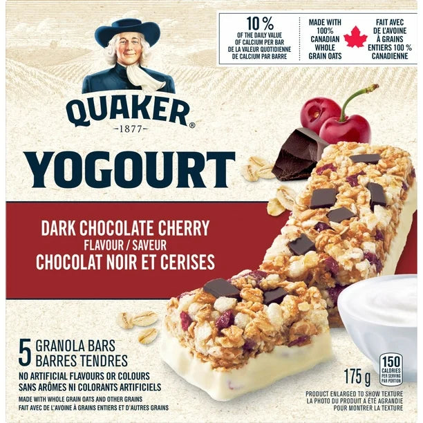 Quaker Yogourt Granola Bars - Dark Chocolate Cherry Flavour