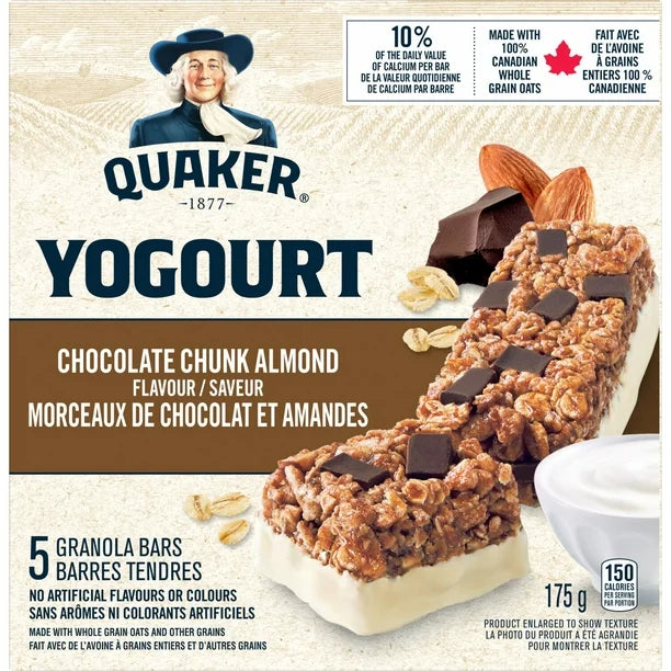 Quaker Yogourt Granola Bars - Chocolate Chunk Almond Flavour